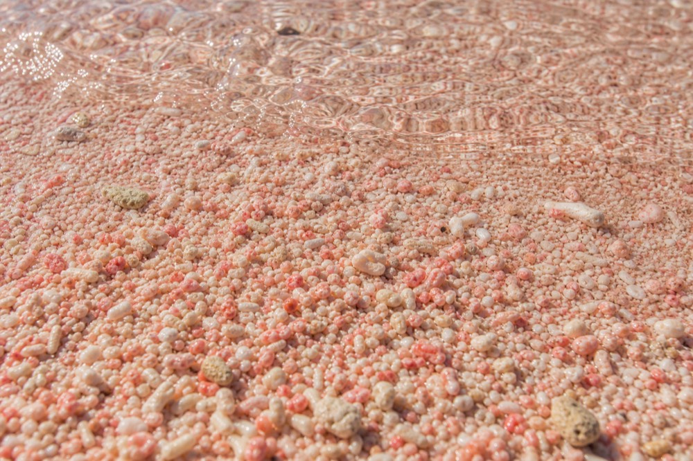 The coral-pink sand at Pink Beach